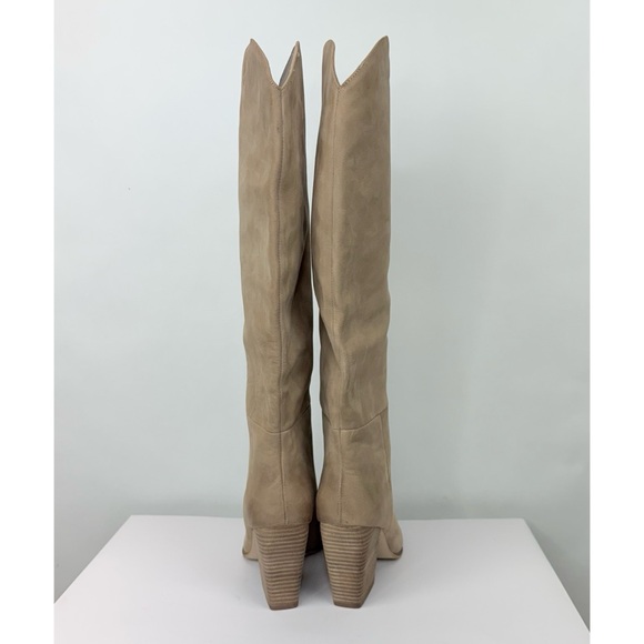 New Steve Madden Croft Pointed Toe Taupe Heeled Tall Western Suede Boots 9.5 - Picture 3 of 11